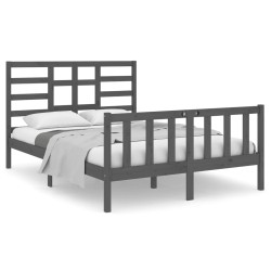 vidaXL Estructura de cama matrimonial madera maciza gris 135x190 cm