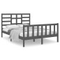vidaXL Estructura de cama matrimonial madera maciza gris 135x190 cm vidaXL Estructura de cama matrimonial madera maciza gris 135x190 cm