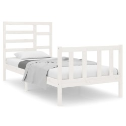 vidaXL Estructura de cama individual madera maciza blanca 90x190 cm