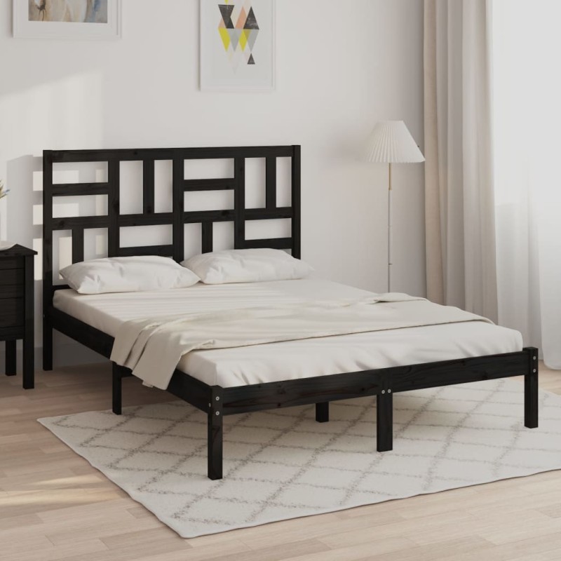 vidaXL Estructura de cama madera maciza de pino negro 120x200 cm vidaXL Estructura de cama madera maciza de pino negro 120x200 cm