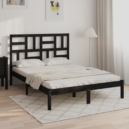 vidaXL Estructura de cama madera maciza de pino negro 120x200 cm