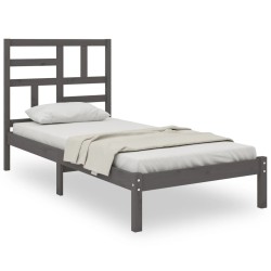 vidaXL Estructura de cama madera maciza de pino gris 90x200 cm