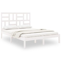 vidaXL Estructura de cama doble pequeña madera maciza blanca 120x190cm