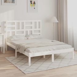 vidaXL Estructura de cama madera maciza King Size blanca 150x200 cm