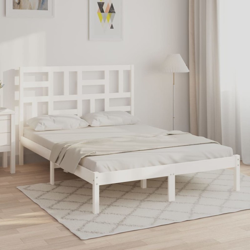 vidaXL Estructura de cama madera maciza King Size blanca 150x200 cm vidaXL Estructura de cama madera maciza King Size blanca 150x200 cm