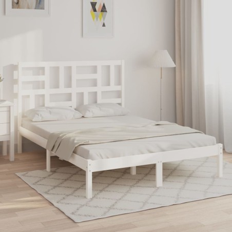 vidaXL Estructura de cama madera maciza King Size blanca 150x200 cm