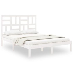 vidaXL Estructura de cama madera maciza King Size blanca 150x200 cm