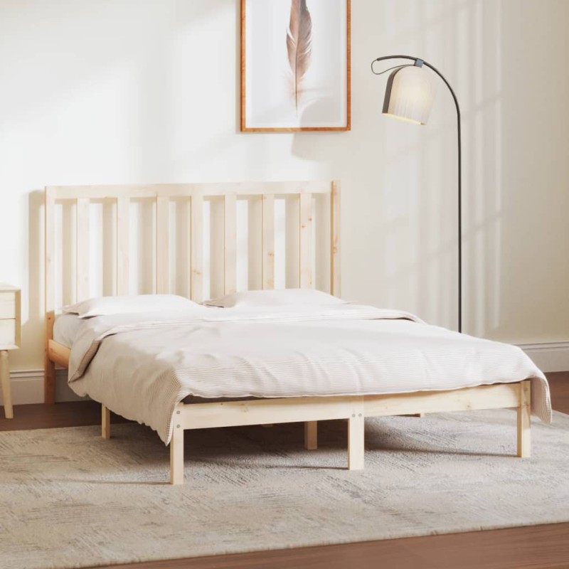 vidaXL Estructura de cama madera maciza de pino 140x190 cm vidaXL Estructura de cama madera maciza de pino 140x190 cm
