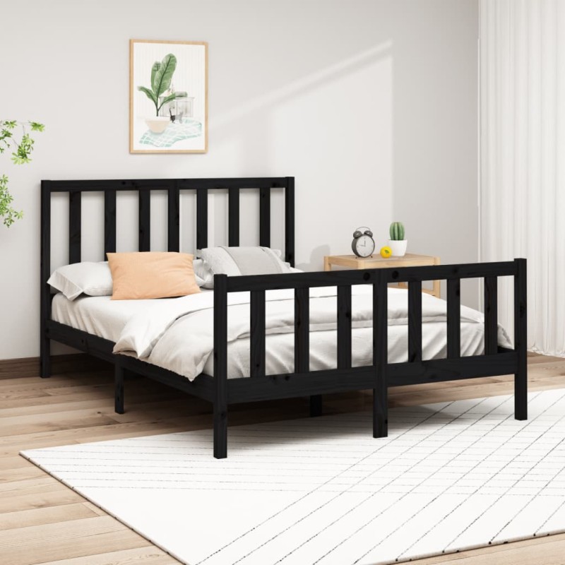 vidaXL Estructura de cama madera maciza de pino negro 120x200 cm vidaXL Estructura de cama madera maciza de pino negro 120x200 cm