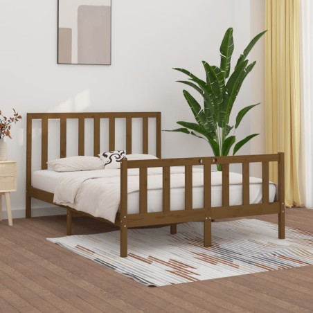 vidaXL Estructura de cama de madera maciza marrón miel 120x200 cm