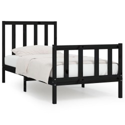 vidaXL Estructura de cama madera maciza negro 100x200 cm