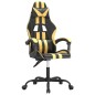 vidaXL Silla gaming giratoria cuero sintético negro y dorado vidaXL Silla gaming giratoria cuero sintético negro y dorado