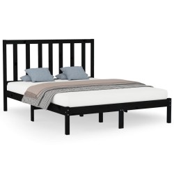 vidaXL Estructura de cama de madera maciza negra 160x200 cm