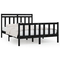 vidaXL Estructura de cama madera maciza de pino negro 150x200 cm