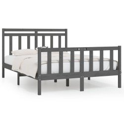 vidaXL Estructura de cama de madera maciza de pino gris 160x200 cm