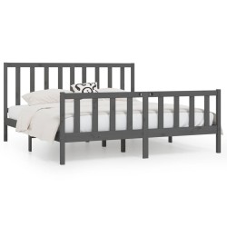 vidaXL Estructura de cama de madera maciza gris Super King 180x200 cm