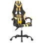 vidaXL Silla gaming giratoria cuero sintético negro y dorado vidaXL Silla gaming giratoria cuero sintético negro y dorado