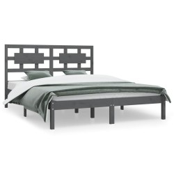 vidaXL Estructura de cama madera maciza de pino gris 120x200 cm