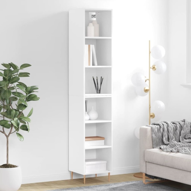vidaXL Aparador alto madera contrachapada blanco 34,5x32,5x180 cm vidaXL Aparador alto madera contrachapada blanco 34,5x32,5x180 cm