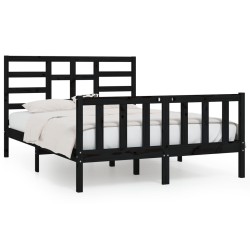 vidaXL Estructura de cama madera maciza negro King Size 150x200 cm