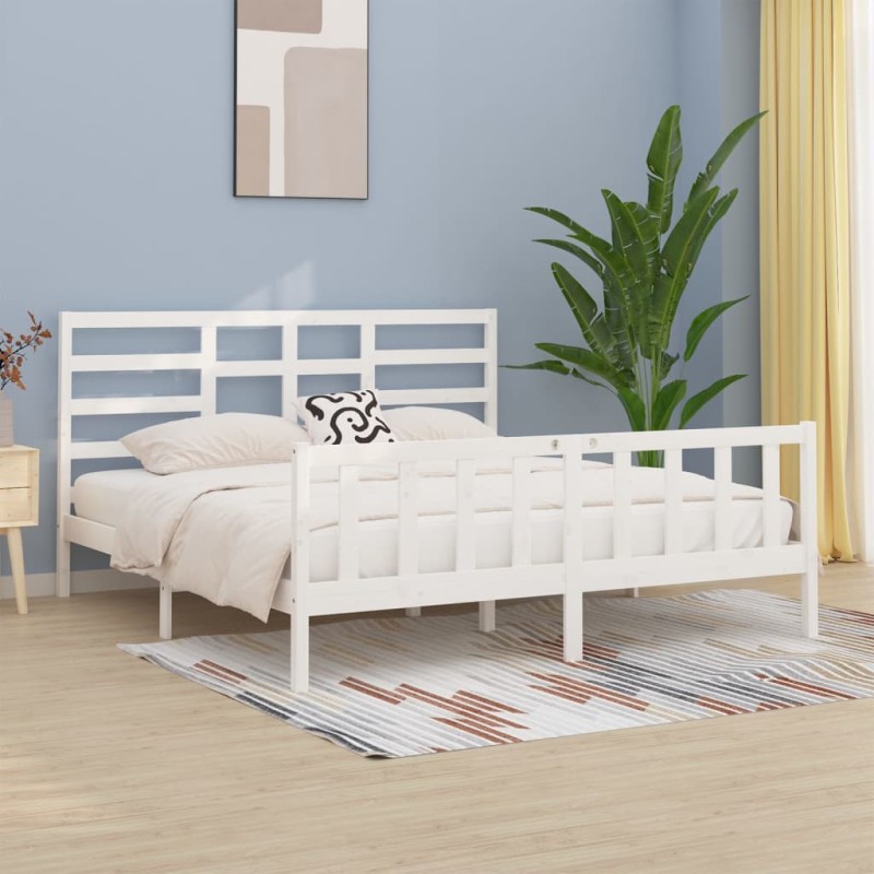 vidaXL Estructura de cama madera maciza de pino blanco 200x200 cm