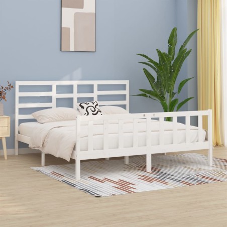 vidaXL Estructura de cama madera maciza de pino blanco 200x200 cm