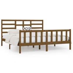 vidaXL Estructura de cama madera maciza marrón miel 200x200 cm