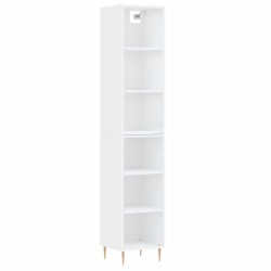 vidaXL Aparador alto madera contrachapada blanco 34,5x32,5x180 cm