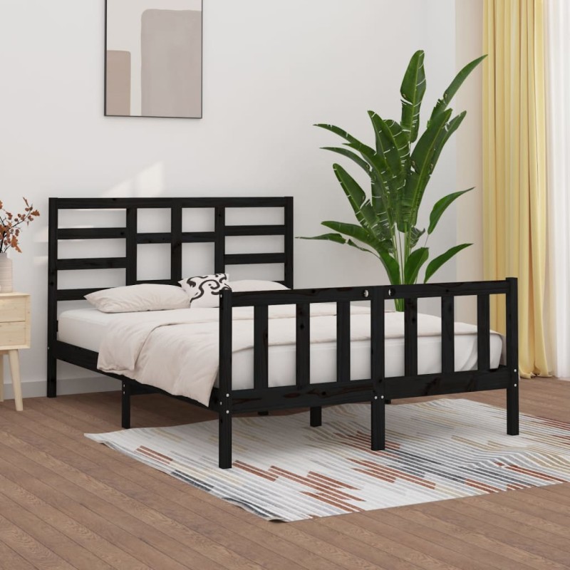 vidaXL Estructura de cama de madera maciza negra 140x200 cm vidaXL Estructura de cama de madera maciza negra 140x200 cm