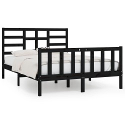 vidaXL Estructura de cama de madera maciza negra 140x200 cm