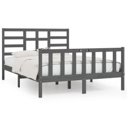 vidaXL Estructura de cama madera maciza gris King Size 150x200 cm