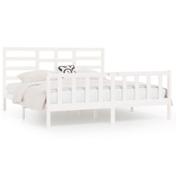vidaXL Estructura de cama madera maciza blanca Super King 180x200 cm
