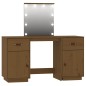 vidaXL Juego de tocador con LED madera maciza de pino marrón miel vidaXL Juego de tocador con LED madera maciza de pino marrón miel