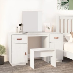 vidaXL Tocador con espejo madera maciza de pino blanco