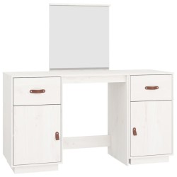 vidaXL Tocador con espejo madera maciza de pino blanco