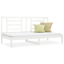 vidaXL Sofá cama madera maciza de pino blanco 80x200 cm