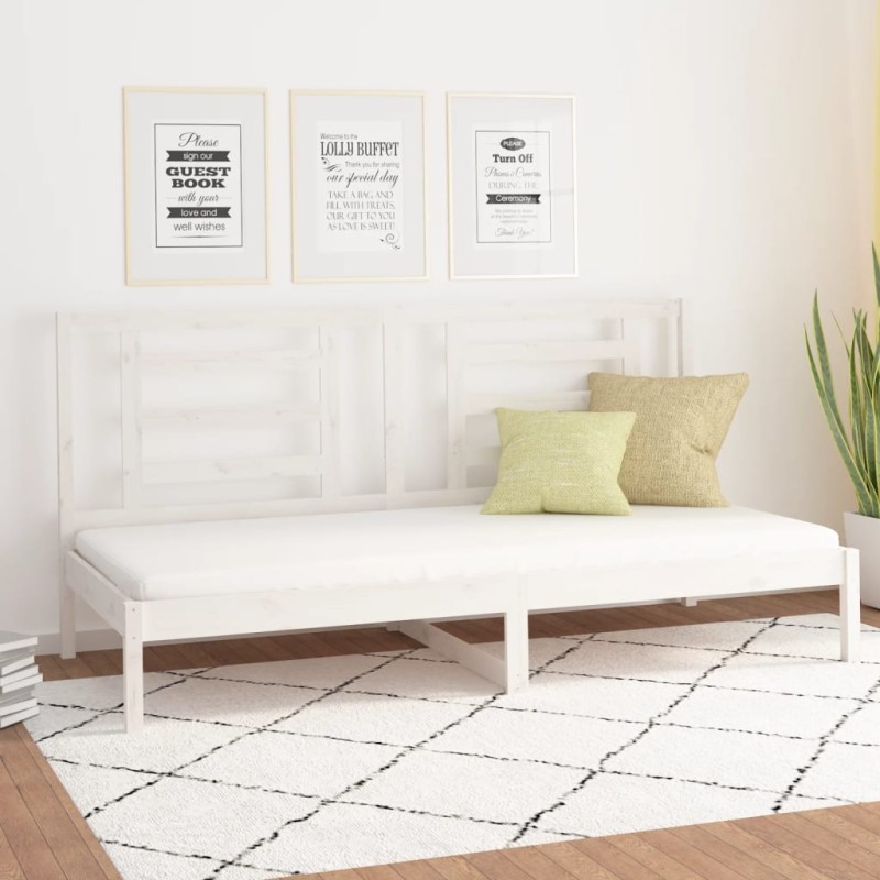 vidaXL Sofá cama madera maciza de pino blanco 90x200 cm vidaXL Sofá cama madera maciza de pino blanco 90x200 cm