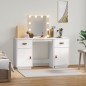 vidaXL Juego de tocador con LED madera maciza de pino blanco vidaXL Juego de tocador con LED madera maciza de pino blanco