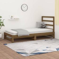 vidaXL Sofá cama extraíble madera maciza de pino marrón 2x(90x200) cm