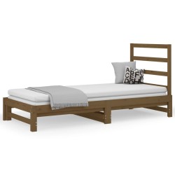 vidaXL Sofá cama extraíble madera maciza de pino marrón 2x(90x200) cm
