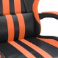 vidaXL Silla gaming giratoria reposapiés cuero sintético negro naranja vidaXL Silla gaming giratoria reposapiés cuero sintético negro naranja