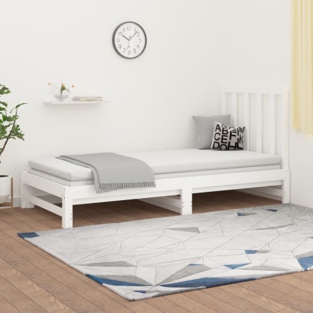vidaXL Sofá cama extraíble madera maciza de pino blanco 2x(90x200) cm