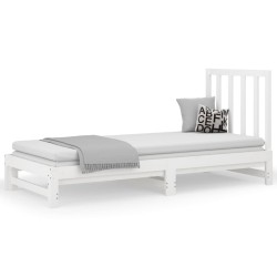 vidaXL Sofá cama extraíble madera maciza de pino blanco 2x(90x200) cm