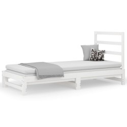 vidaXL Sofá cama extraíble madera maciza de pino blanco 2x(90x190) cm