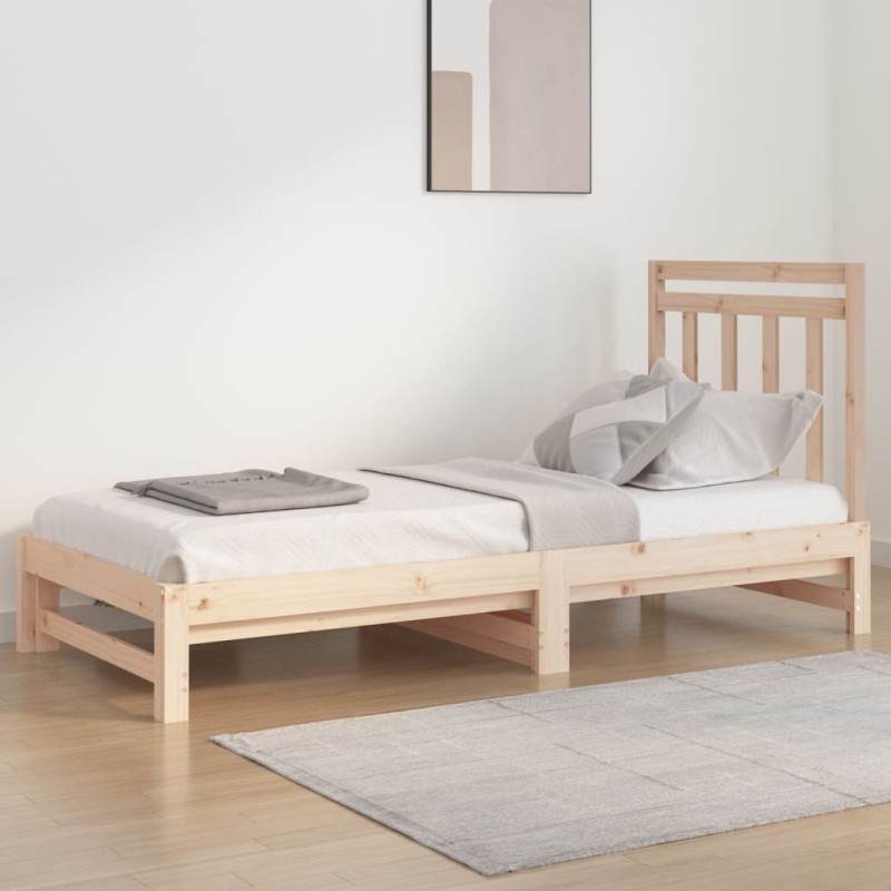 vidaXL Sofá cama extraíble madera maciza de pino 2x(90x200) cm vidaXL Sofá cama extraíble madera maciza de pino 2x(90x200) cm