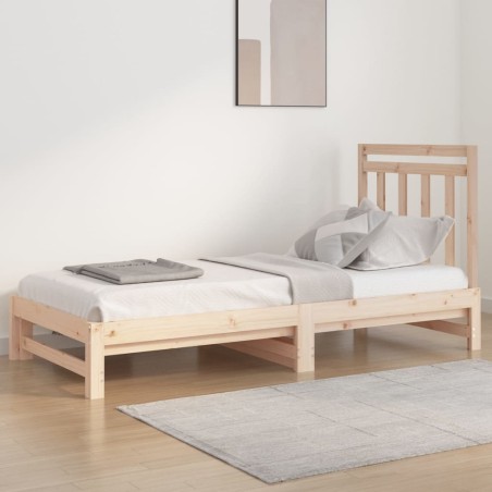 vidaXL Sofá cama extraíble madera maciza de pino 2x(90x200) cm