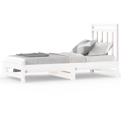 vidaXL Sofá cama extraíble madera maciza de pino blanco 2x(90x190) cm