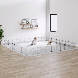 vidaXL Jaula para mascotas de 44 paneles puerta acero negro 35x35 cm