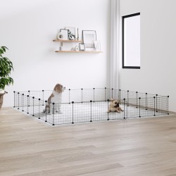 vidaXL Jaula para mascotas de 28 paneles puerta acero negro 35x35 cm