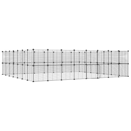 vidaXL Jaula para mascotas de 60 paneles puerta acero negro 35x35 cm